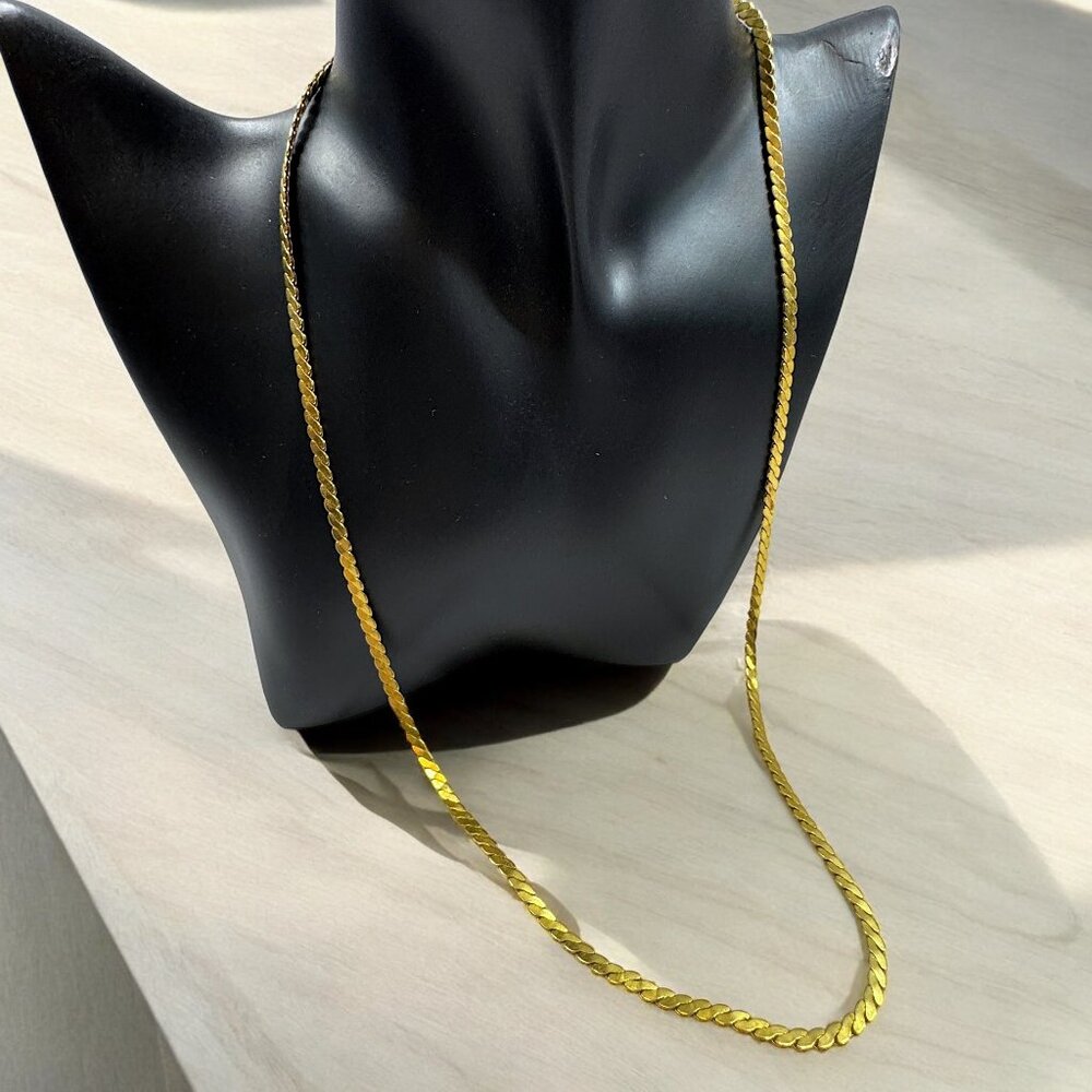 Vintage Trifari Long Gold Tone Snake Chain Necklace